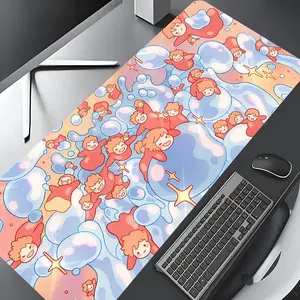 Cute Anime Goldfish Girl Pattern Mouse Pad, Rectangle Gaming Mouse Pad, Non-slip Rubber Pad, Desktop Decoration Protective Pad for Home Office, Cute Desk Accessories