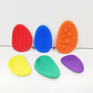 6 Pack Silicone Sensory Fidget Stones Textured Stress Relief Toy EDC Desk Fidget Set for Adults