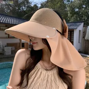 New Women’s Large Brim Sun Hat, Summer Outdoor UV Protection Visor Hat, Hollow Out Open Top Shawl Cap, Breathable Foldable Beach Hat for Seaside, Travel & Vacation, Trendy Wide Brim Sunshade Hat for Daily Outdoor, Hiking & Poolside Stylish Wear