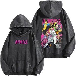 Invincible Season Two Cast Washed Hoodie, Multiverse War Graphic Tee, Oversized Superhero Streetwear Shirt, Comic Fan Apparel