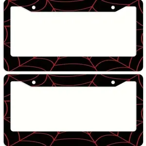 1 Pcs Black License Plate Frames Featuring a Red Spiderweb Design - Sturdy Aluminum Holders for Car Tags, Suitable for US Vehicles, Perfect for Both Men And Women, Automotive Exterior Additions with a Spiderweb Motif And Aluminum Build