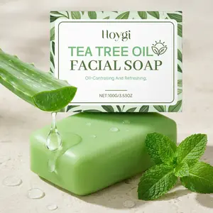 Hoygi Tea Tree Oil Facial Cleansing Soap | Deep Cleansing Without Tightness |Gentle Face Wash | Refreshing Skincare Bar with Aloe & Mint Extract | Oil Control & Non-Drying Formula for Daily Facial Care