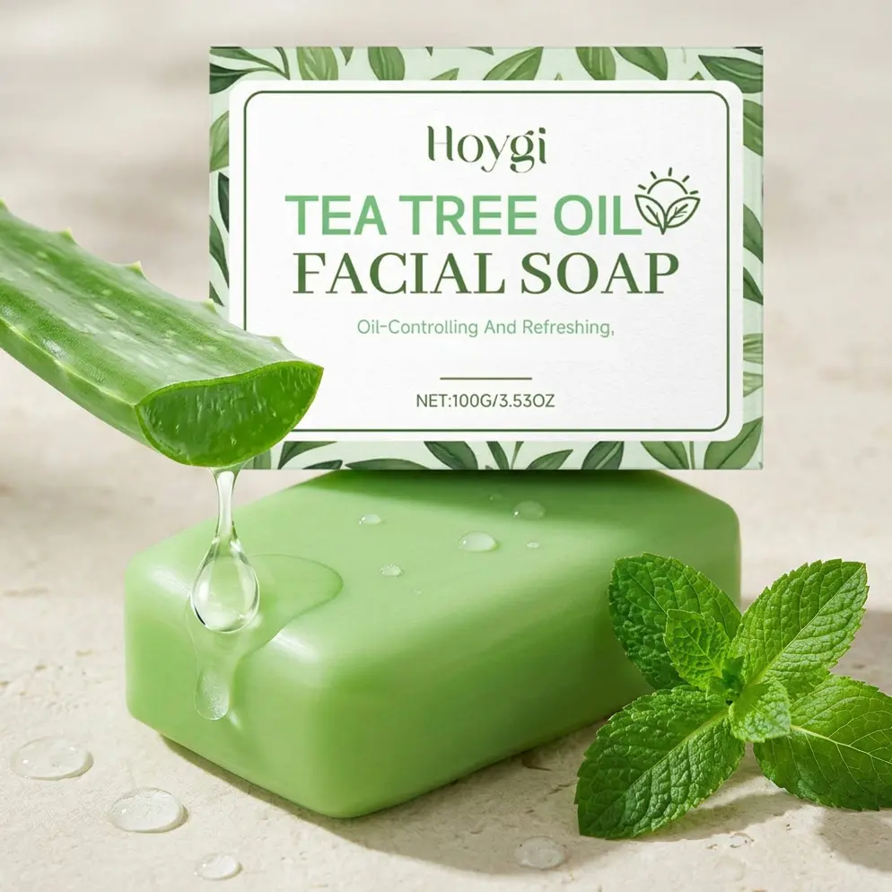 Hoygi Tea Tree Oil Facial Cleansing Soap | Deep Cleansing Without Tightness |Gentle Face Wash | Refreshing Skincare Bar with Aloe & Mint Extract | Oil Control & Non-Drying Formula for Daily Facial Care