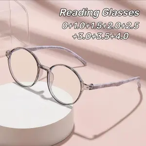 Reading Glasses Stylish Oversized Round Frames High-Definition Unisex Anti Blue Light Presbyopia Glasses with Plus Diopters