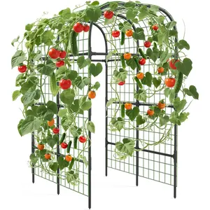 Garvee Extra Tall 7.3FT Garden Arch Trellis – Polyethylene-Coated Stainless Steel Pergola Arbor for Climbing Plants, Vegetables & Flowers – Durable Black Metal Plant Support for Raised Beds, Cucumbers, Tomatoes, Weddings & Outdoor Décor