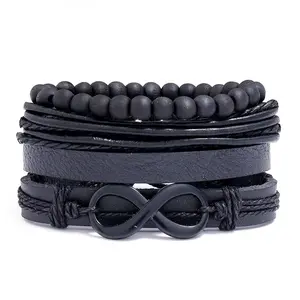 Black Leather Infinity Bracelet
