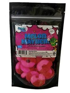 Omega Bursts Melon Mayhem – Super Sour Watermelon Gummy Rings Candy – 6 oz Resealable Bag Sweet Flavor Chewy Sugar Tangy Snack