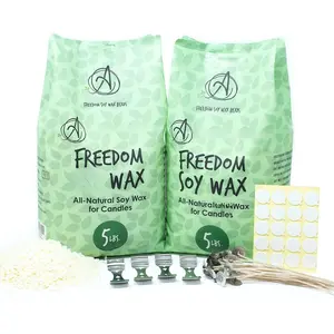 Microwavable  Wax Beads for Candle Making -   Candle Kit-10 pounds Freedom  Beads-4 Centering Devices- 20 Wick stickers-20 6-inch pre-Waxed Wicks