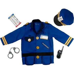 Police Officer Costume DressUp Set (8Piece) – Pretend Play Uniform with Badge, Hat, Handcuffs & Accessories for Toddlers & Children Ages 3+
