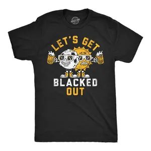 Mens Lets Get Blacked Out Funny Solar Eclipse Party Graphic Tee for Men Mens Funny T Shirts Cool Vintage Fashion T-Shirt Gift Classic Menswear Space Apparel for Men Funny Drinking Short Sleeve Novelty Tees for Black -