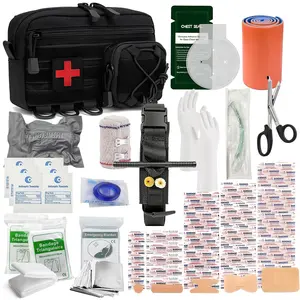 Survival First Aid Kit with Tourniquet Gen 4, Chest Seal, Israeli Bandage, Splint, Tactical IFAK Emergency Trauma Kit for Wound Care, Bleeding Control, Trauma Hemorrhage and More