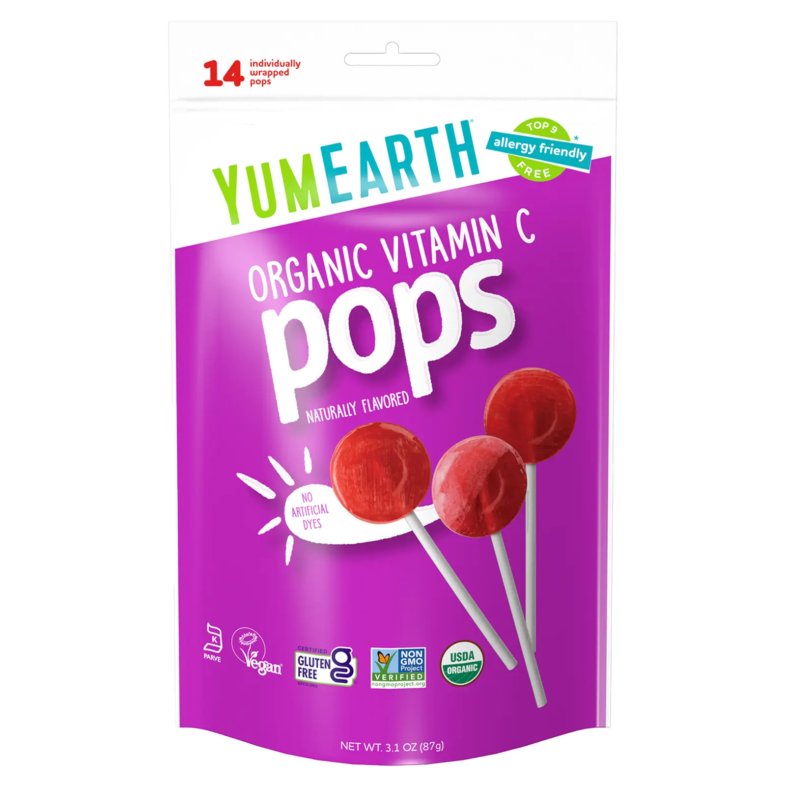 YumEarth Organic Vitamin C Pops, Assorted, 14 Pops, 3.1 oz (87 g) YumEarth Organic Vitamin C Pops, Assorted, 14 Pops, 3.1 oz (87 g)