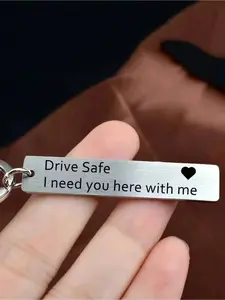 Drive Safe Letter Pattern Keychain, Stainless Steel Keychain for Car Keys, Fashion Accessories for Men & Women, Gift for Friends