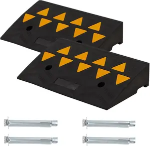 Heavy Duty Rubber Curb Ramp 33000Lbs Capacity - 4" Rise Height  for Driveway, Sidewalk, Loading Dock - Slip Resistant Wheelchair & Vehicle Ramp
