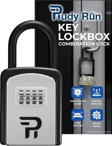 Rudy Run Key Lock Box for Outside – Small Outdoor Lockbox for Keys with Code, 4-Digit Combination Hidden Safe to Hide a Key Outside, Portable Safe Key Storage for Home, Airbnb, Realtor and Rental