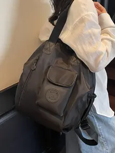 Large capacity backpack, solid color and clean color backpack, zipper closure, fashionable and versatile, casual and simple, suitable for students, campus travel, work commuting, shopping, men's and women's backpacks