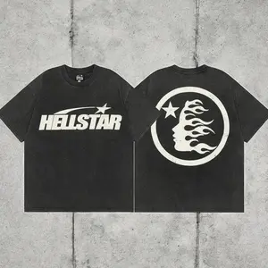 Hell-star Logo Y2K Aesthetic T Shirt, Harajuku Tee, Goth Punk T-Shirt, Alternative Clothing, Y2k Graphic Shirt, Shirt, Cotton Shirt, Vintage Shirt, Crewneck Shirt, Streetwear, Oversized T-Shirt Casual Top Unisex INS BM5