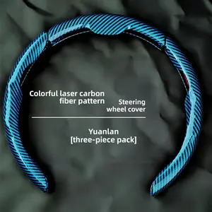 Car Steering Wheel Cover Non-slip Protector Universal Fit for 15 Inch Wheels 3D Sports Carbon Fiber Pattern Quick Install No Tools Required Automotive Interior Accessory