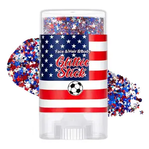 July 4th Glitter Stick, 250th Anniversary Sparkling Face Hair Glitter Makeup for Women, Patriotic Red White and Blue Body Glitter Stick American Pride USA Flag Makeup for Independence Day