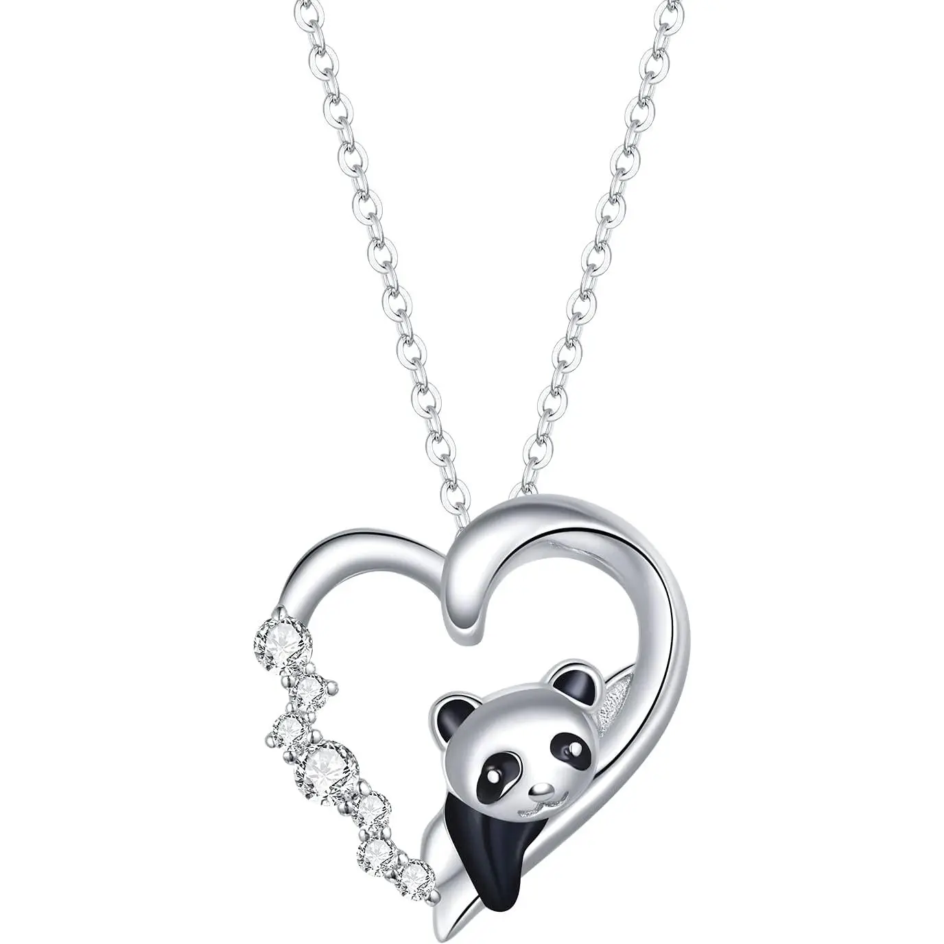 Sterling Silver Dog Paw Cat Panda Necklace for Women Cute Dainty Animal Pendant Necklace Gifts for Cat Mom Animals Lover-