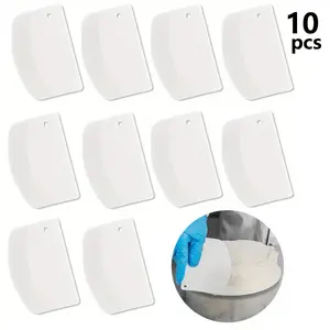 10pcs Baking Tools Plastic Scraper Set, Soft Spatula for Cake Cream, Dough Scrapper, Dough Cutter Board, Essential Kitchen Gadgets
