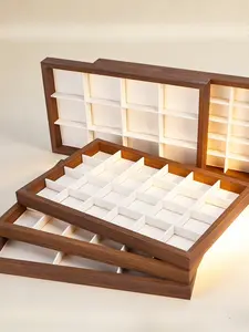 Walnut Wood Jewelry Tray Storage Plate, Ring Necklace Watch Display Holder, Elegant Organizer for Collectibles & Decorative Items