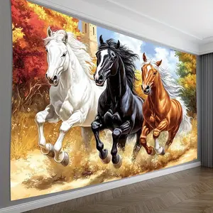 2D Flat Banner Party Poster, Elegant Horse Rug Wall Decor, Wall Hanging, Perfect Gift for Living Room Bedroom Office Easter Decoration, Party Decorations Banners