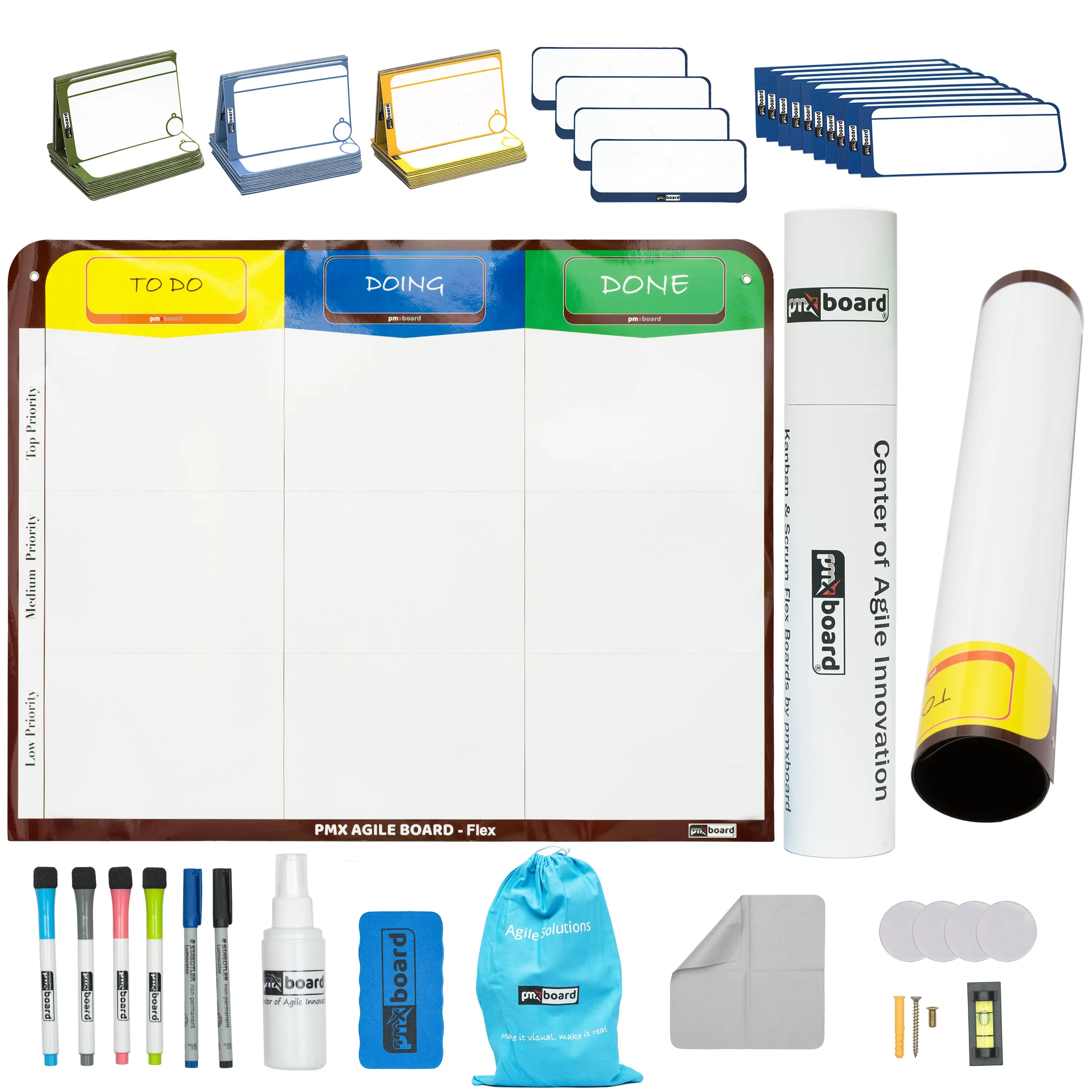 Magnetic Kanban Board Flex | 3- Column Flexible Presentation Board Set