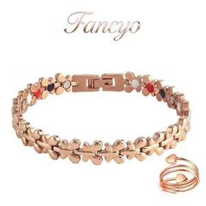 Fancyo Titanium steel Bracelet for Woman, Magnetic Titanium steel Bracelets with Premium Fold-Over Clasp Included Adjustable Tool bracelet
