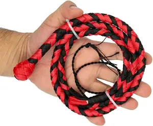 Pocket Mini Whip - Black & Red Paracord 8 Plait - 3ft Handmade - Loud Crack Handle - 4 Inch Length - No Warranty
