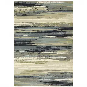 212 MAIN 10x13 ft. Rectangle Size Abstract Print Area Rug - Blue Green Gray Light Blue & Beige, Power Loom, Stain Proof, Stain Resistant, Contemporary Look, Indoor Use