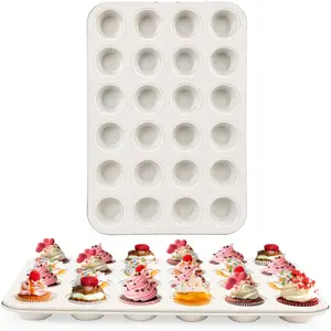 2-Pack 24-Cup Beige Muffin Pan, Non-Stick Cupcake Tin, Ceramic Coating Safe Baking Pan