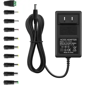 12V 3A Power Supply Adapter 36W ac/dc Charger AC 100V-240V to DC 12Volt 3amp Power Cord 12V 2.5A 2A 1.5A 1A 800mA 500mA for Security Camera BT Speaker GPS Webcam Microphone Receiver with 10TIPS