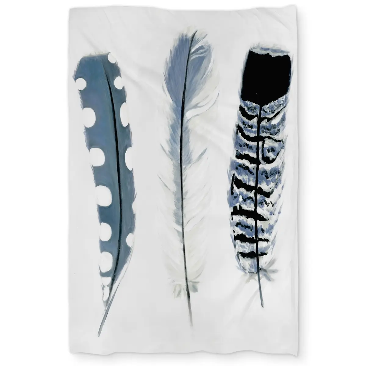 Begin Home Decor C1DCTSW01510OS Twin Size Delicate Blue Feathers Duvet Cover - Spiritual Home Decor