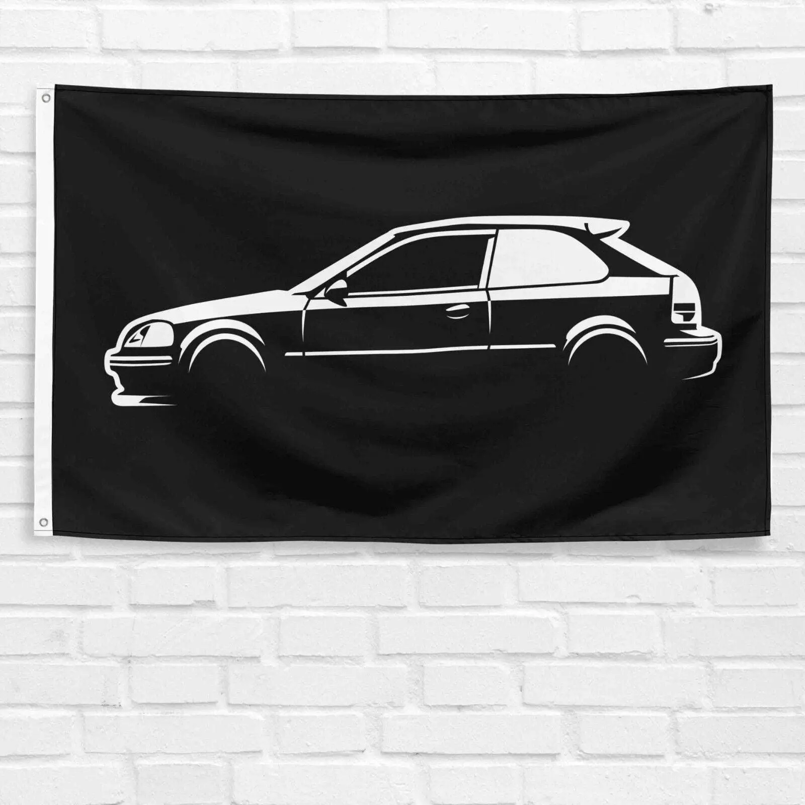 Polyester Fabric 3x5 ft Civic 1996 Hatchback Flag, Car Enthusiast Dad & Grandpa Birthday Gift, Man Cave Garage Wall Decor Banner