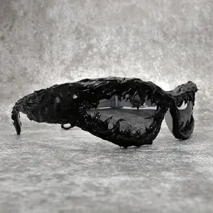 Women's bold oval resin frame fashion glasses, featuring black and orange lenses - lightweight plastic hinges, avant-garde design suitable for both casual and formal attire, fashion glasses, clothing accessory, trendy gradient lenses, durable eyewear