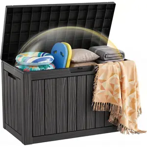 EFU Outdoor Storage Box 55 Gallon Deck Box (Indoor & Outdoor) Lockable UV Resistance Waterproof Resin Storage Bin Storage Box for Outdoor,Patio Storage(Black)