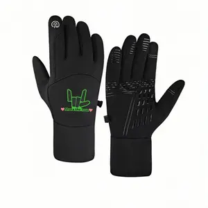 1 pair with Stephen Sharer Share the LoveGreen Peace Sign Hearts Design winter gloves hiking gloves Touch Screen Grippy Palm Cold Weather full finger gloves for men women Thick holiday gifts Warm