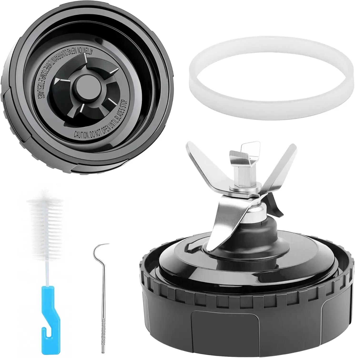 5 Fins Blender  Replacement Part For  Blender, 3.35in/8.5cm Extractor  Assembly for  QB3000 QB3000QBK QB3000QR-30 QB3001SS QB3001SS-30 QB3004 QB3005 with Hook, Brush, Rubber Gasket