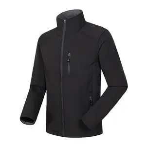 Outdoor Softshell Jacket for Men Stand Collar Windproof Waterproof Thermal Fleece Autumn Winter Coat H Type with Pockets and Zipper Closure