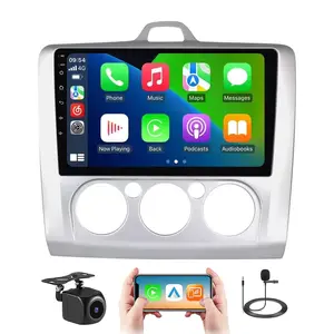 Android Radio for 【Ford Focus 2009-2011 Manual AC】 9 Inch Stereo GPS Navi Wireless Wired Car-Play Android Auto IPS FM RDS DSP, 2GB/4GB RAM 64GB ROM