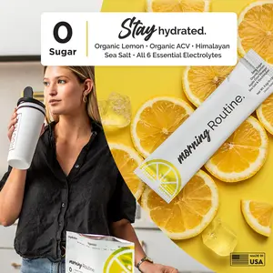 Morning Routine 5-Pack | Organic Daily Hydration Electrolytes with Apple Cider Vinegar Organic Powder, Lemon & Sea Salt | No Sugar, Vegan, Keto-Friendly, All 6 Essential Electrolytes