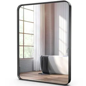 Bathroom Mirror 30"x 22" Wall Mirror with Rectangular Metal Frame, Black