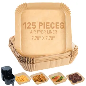 8" Disposable Air Fryer Liners - 125 PCS Square Disposable Paper Air Fryer Liner - Parchment Paper For Air Fryer, Microwaves and Airfryer Basket Liner