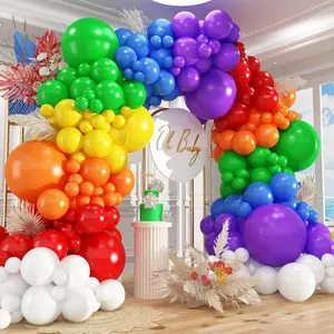 412pcs Rainbow Balloon Arch Kit Assorted Colors 18 12 10 5 Inch Different Sizes Matte Latex Colorful Balloons for Baby Shower Birthday Wedding Party Decorations
