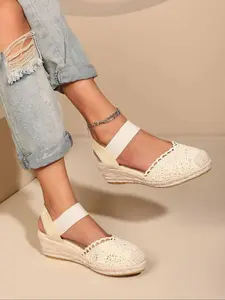 Women's Fashionable Slip on Wedge Sandals, Breathable Summer Sandals, Casual Breathable Comfortable Sandals for Daily Wear, Lightweight Trendy Shoes for Women, Girl