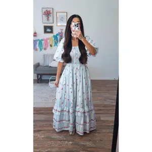 Grace Garden Blue Floral Maxi Dress