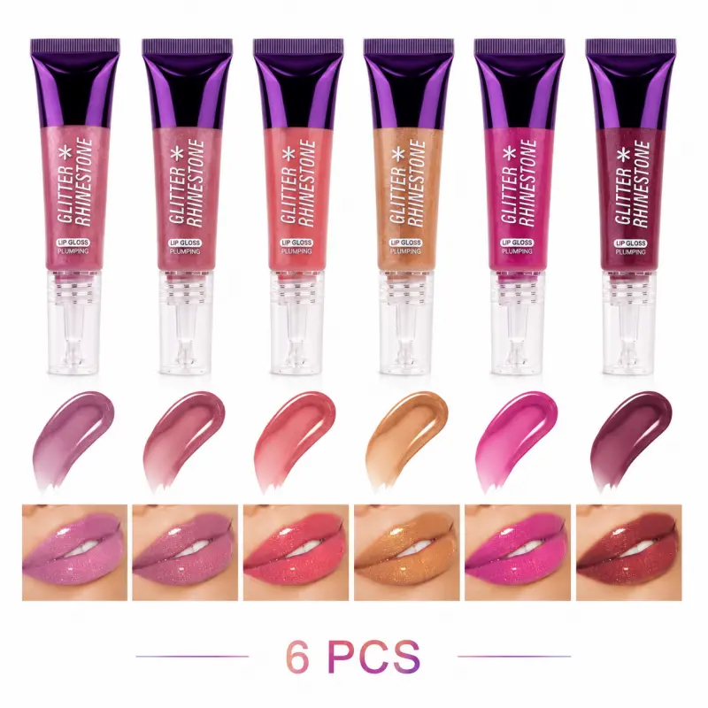SHCOETY 6Pcs Squeeze Lip Gloss Set, Plumping & Hydrating Lip Oil, Non-Sticky Shimmer Lip Balm, Long-Lasting Lip Glaze. Perfect Halloween Party Essential & Best Trick or Treat Gift for Her Lipstick Makeup Makeup