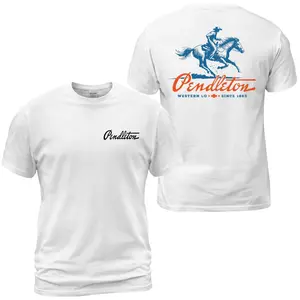 Pendleton Western Cowboy T-Shirt, Rodeo Horse Rider Graphic Tee With Western Co Since 1863 Back Print, Front Chest Pendleton Logo Shirt, Ranch Western Apparel Gift for Men and Women