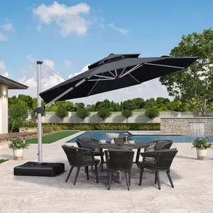 PURPLE LEAF 12 ft Round Patio Cantilever Umbrella for Deck, Pool, Backyard